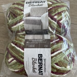 2 Plum Fields Bernat Chenille Blanket Yarn 300G EACH Soft Cozy Knitting Crochet